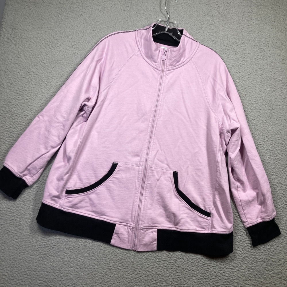 New York Laundry Track Jacket Women 1X Lilac Cotton Full Zip Colorblock‎ Pocket
